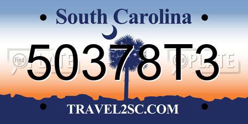 50378T3 South Carolina License Plate
