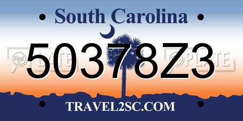 50378Z3 South Carolina License Plate