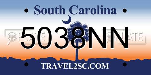 5038NN South Carolina License Plate