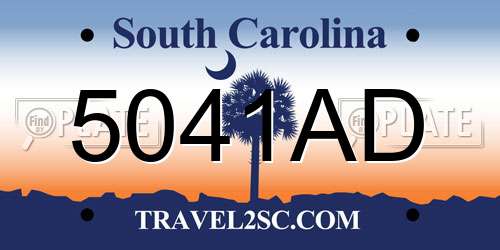 5041AD South Carolina License Plate