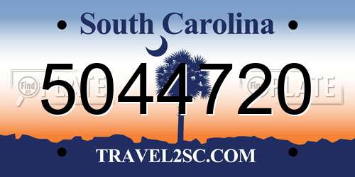 5044720 South Carolina License Plate