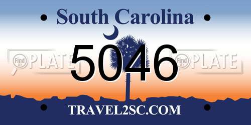 5046 South Carolina License Plate