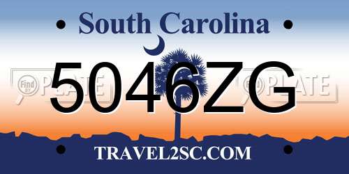 5046ZG South Carolina License Plate