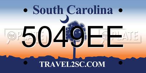 5049EE South Carolina License Plate