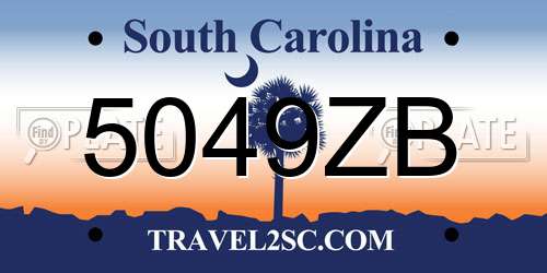 5049ZB South Carolina License Plate