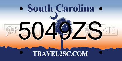 5049ZS South Carolina License Plate