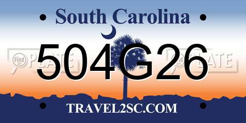 504G26 South Carolina License Plate