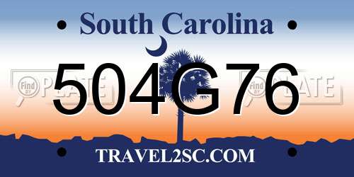 504G76 South Carolina License Plate