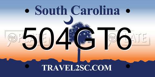 504GT6 South Carolina License Plate