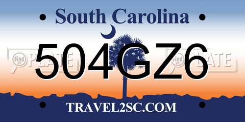 504GZ6 South Carolina License Plate