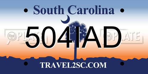 504IAD South Carolina License Plate