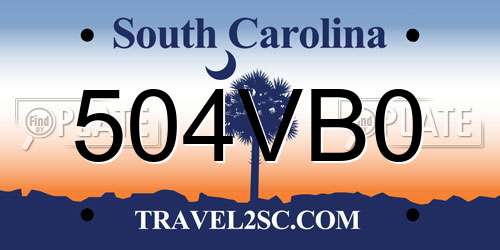 504VB0 South Carolina License Plate