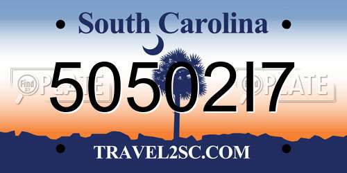 50502I7 South Carolina License Plate