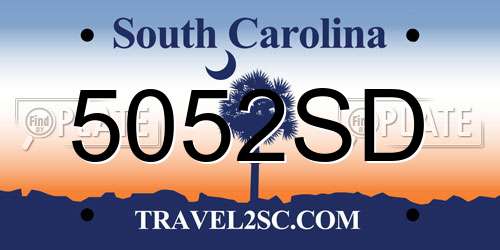 5052SD South Carolina License Plate