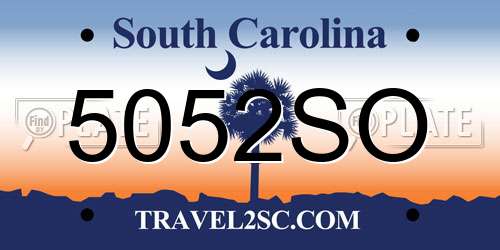 5052SO South Carolina License Plate