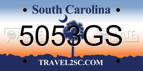 5053GS South Carolina License Plate