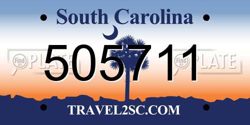 505711 South Carolina License Plate