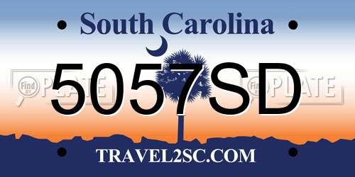 5057SD South Carolina License Plate