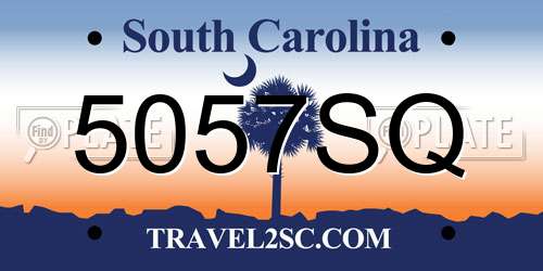 5057SQ South Carolina License Plate
