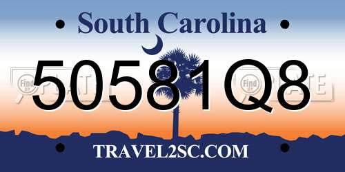 50581Q8 South Carolina License Plate