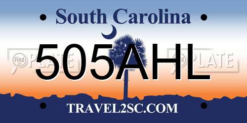 505AHL South Carolina License Plate