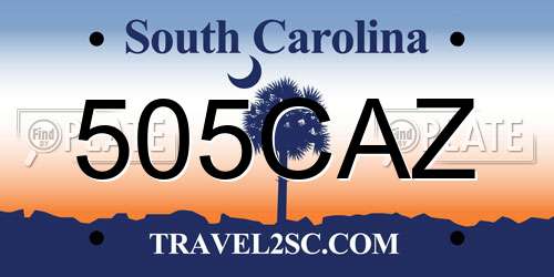 505CAZ South Carolina License Plate