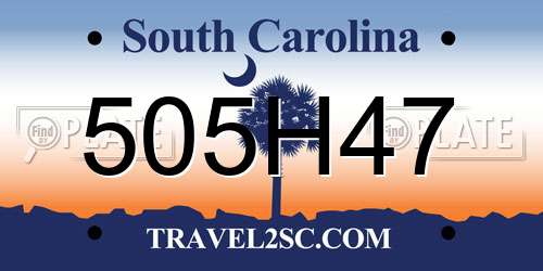 505H47 South Carolina License Plate