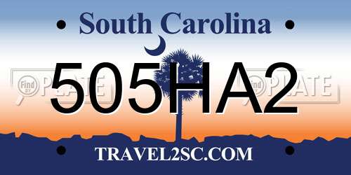 505HA2 South Carolina License Plate