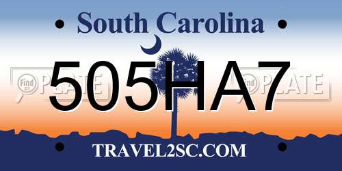 505HA7 South Carolina License Plate