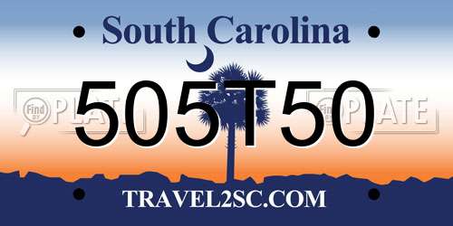 505T50 South Carolina License Plate
