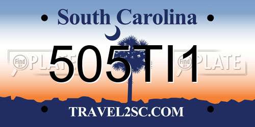 505TI1 South Carolina License Plate