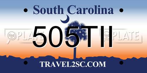 505TII South Carolina License Plate