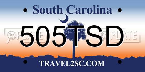 505TSD South Carolina License Plate