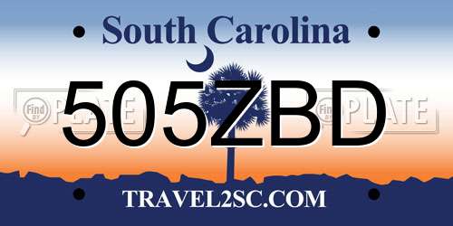 505ZBD South Carolina License Plate