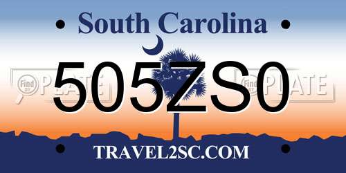 505ZS0 South Carolina License Plate
