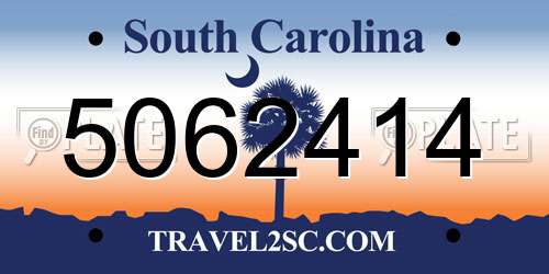 5062414 South Carolina License Plate