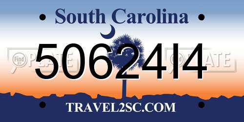 50624I4 South Carolina License Plate