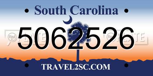 5062526 South Carolina License Plate
