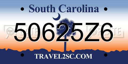 50625Z6 South Carolina License Plate