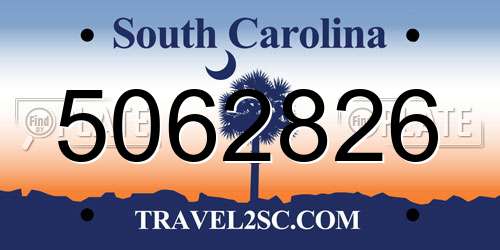 5062826 South Carolina License Plate