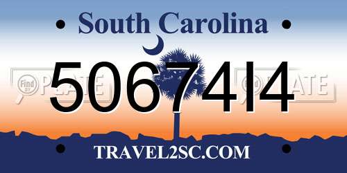 50674I4 South Carolina License Plate