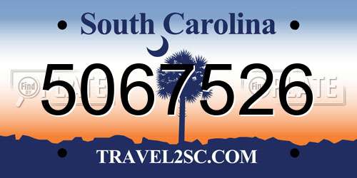 5067526 South Carolina License Plate