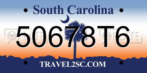 50678T6 South Carolina License Plate