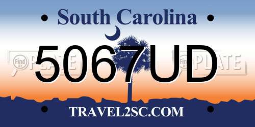 5067UD South Carolina License Plate