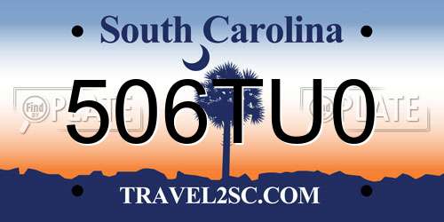 506TU0 South Carolina License Plate