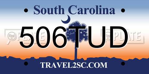 506TUD South Carolina License Plate