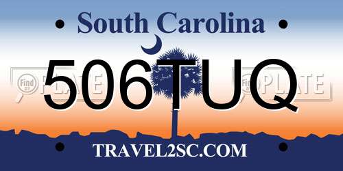 506TUQ South Carolina License Plate