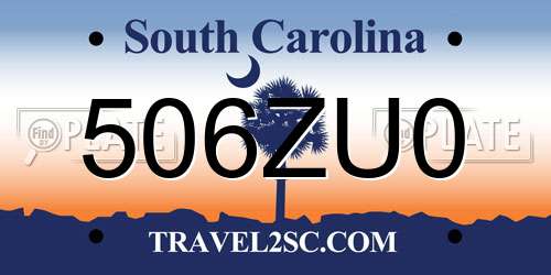 506ZU0 South Carolina License Plate