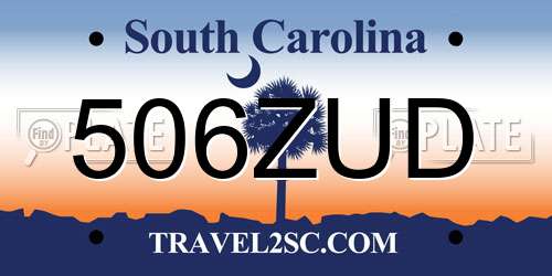 506ZUD South Carolina License Plate