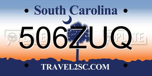 506ZUQ South Carolina License Plate